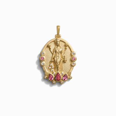 Awe Inspired Pendants 14K Yellow Gold Vermeil Lakshmi Goddess Pendant