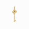 Awe Inspired Pendants 14K Yellow Gold Vermeil / Large Emerald Evil Eye Key Amulet