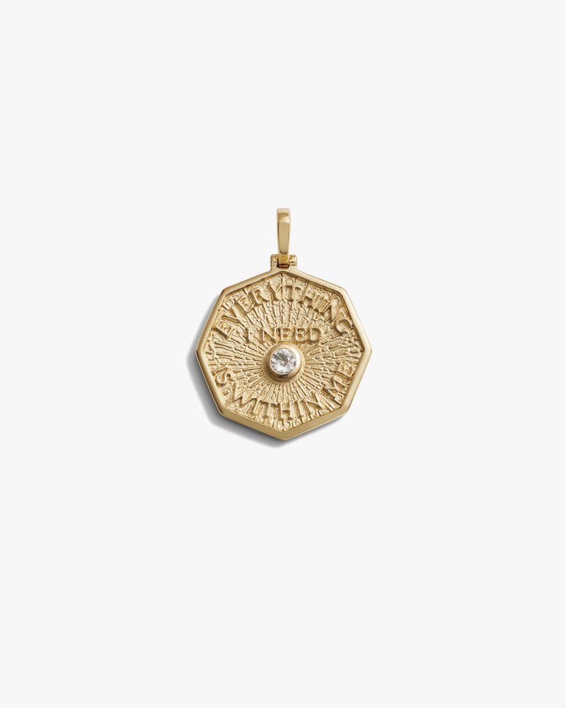 Awe Inspired Pendants 14K Yellow Gold Vermeil / Large Everything I Need is Within Me Affirmation Coin Pendant