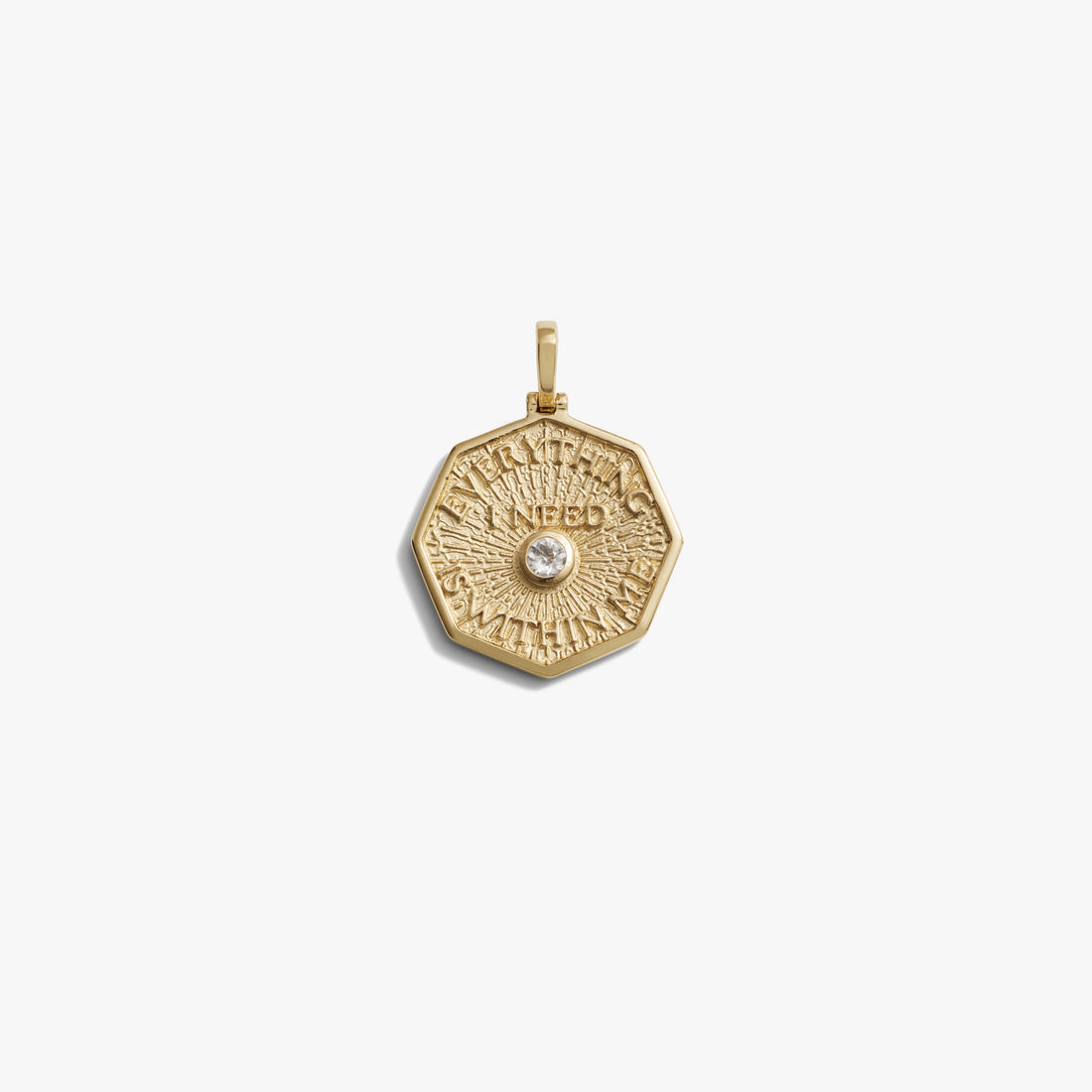 Awe Inspired Pendants 14K Yellow Gold Vermeil / Large Everything I Need is Within Me Affirmation Coin Pendant