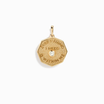 Awe Inspired Pendants 14K Yellow Gold Vermeil / Large Everything I Need is Within Me Affirmation Coin Pendant