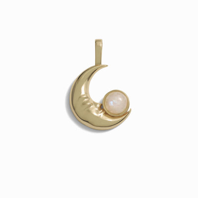 Awe Inspired Pendants 14K Yellow Gold Vermeil / Large Man in the Moon Moonstone Amulet