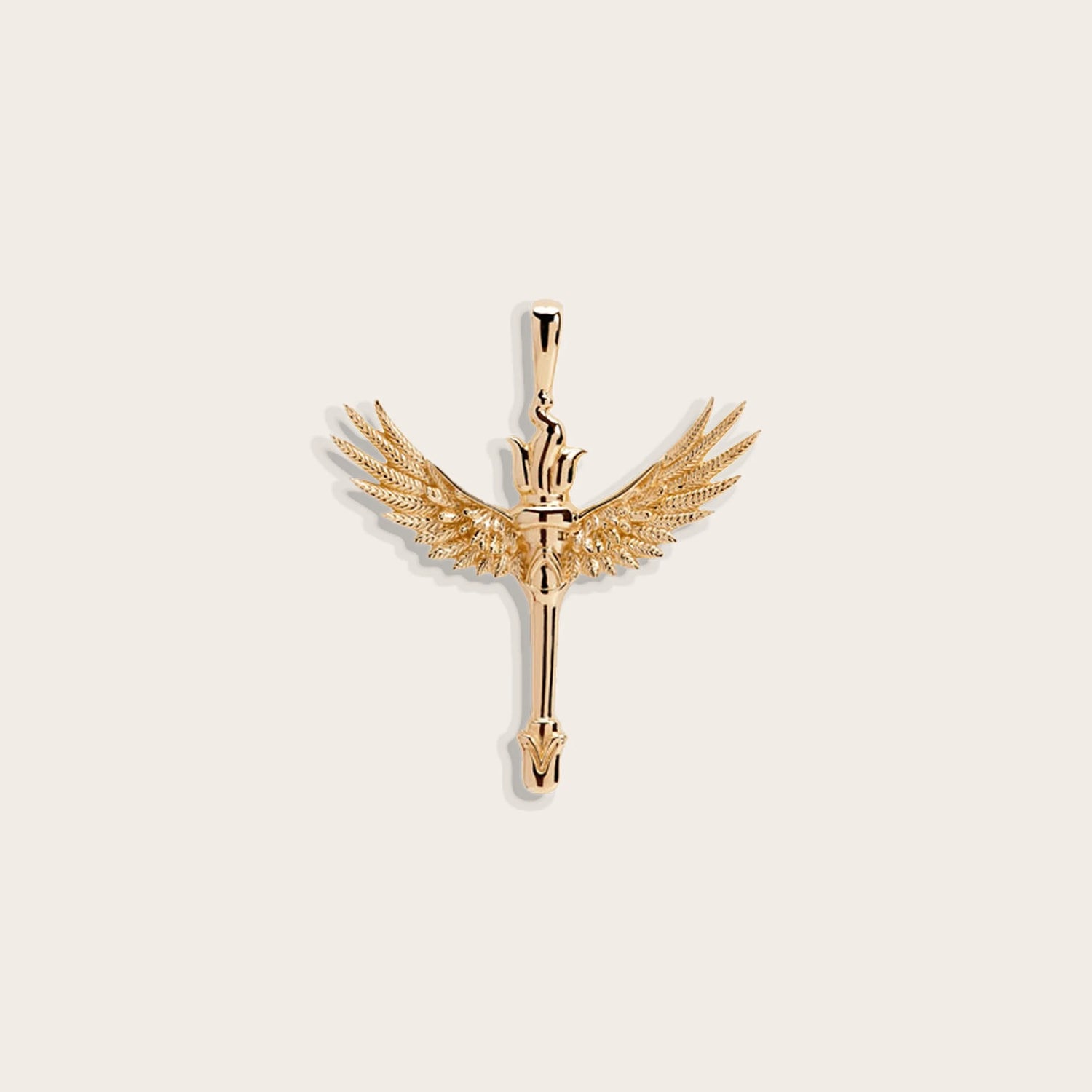 Awe Inspired Pendants 14K Yellow Gold Vermeil / Large Winged Torch Amulet