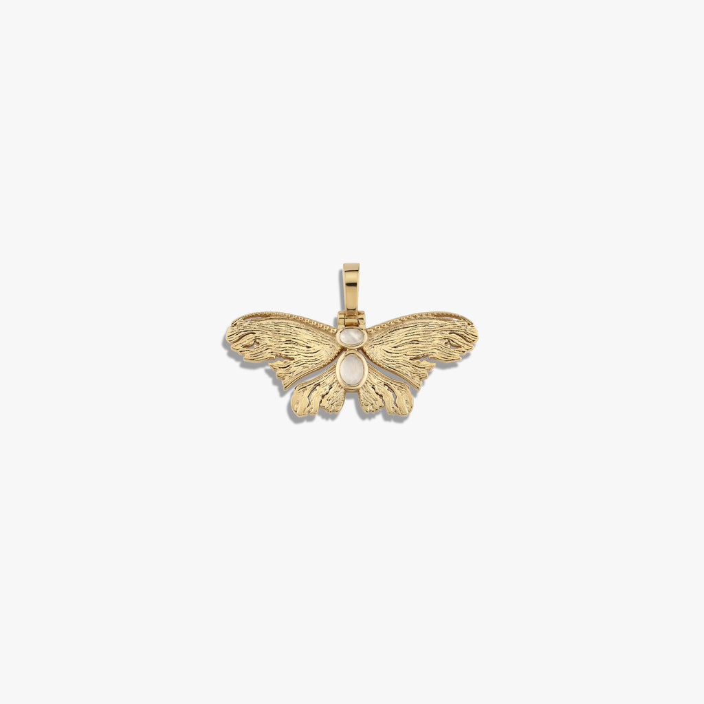Awe Inspired Pendants 14K Yellow Gold Vermeil Moonstone Moth Pendant