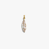 Awe Inspired Pendants 14K Yellow Gold Vermeil Mother of Pearl Feather Amulet