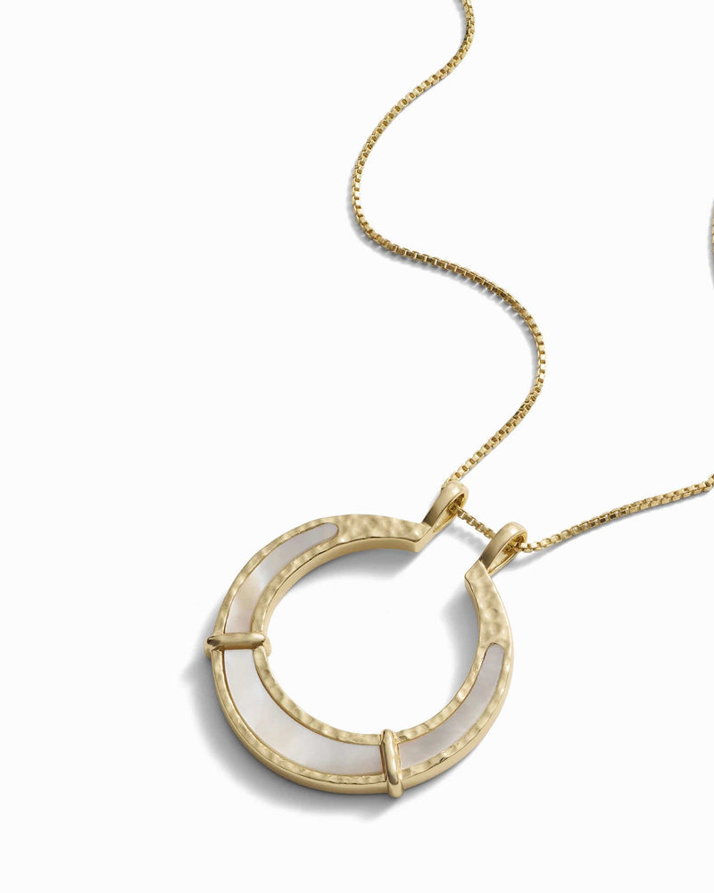 Awe Inspired Pendants 14K Yellow Gold Vermeil / Mother of Pearl Mother of Pearl Goddess Halo