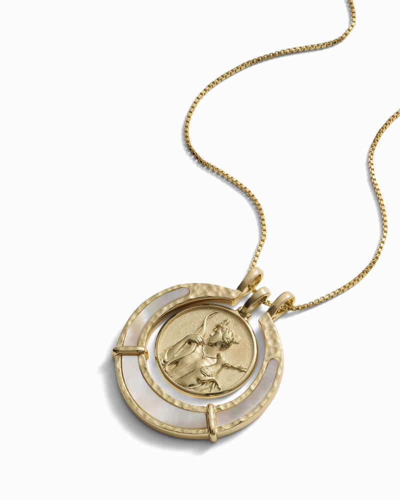 Awe Inspired Pendants 14K Yellow Gold Vermeil / Mother of Pearl Mother of Pearl Goddess Halo