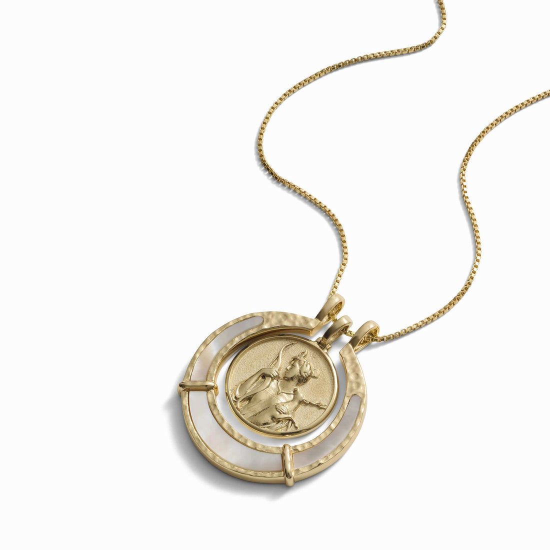 Awe Inspired Pendants 14K Yellow Gold Vermeil / Mother of Pearl Mother of Pearl Goddess Halo