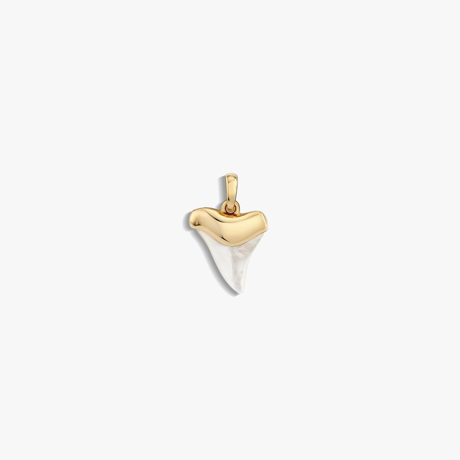 Awe Inspired Pendants 14K Yellow Gold Vermeil / Mother of Pearl Shark Tooth Amulet