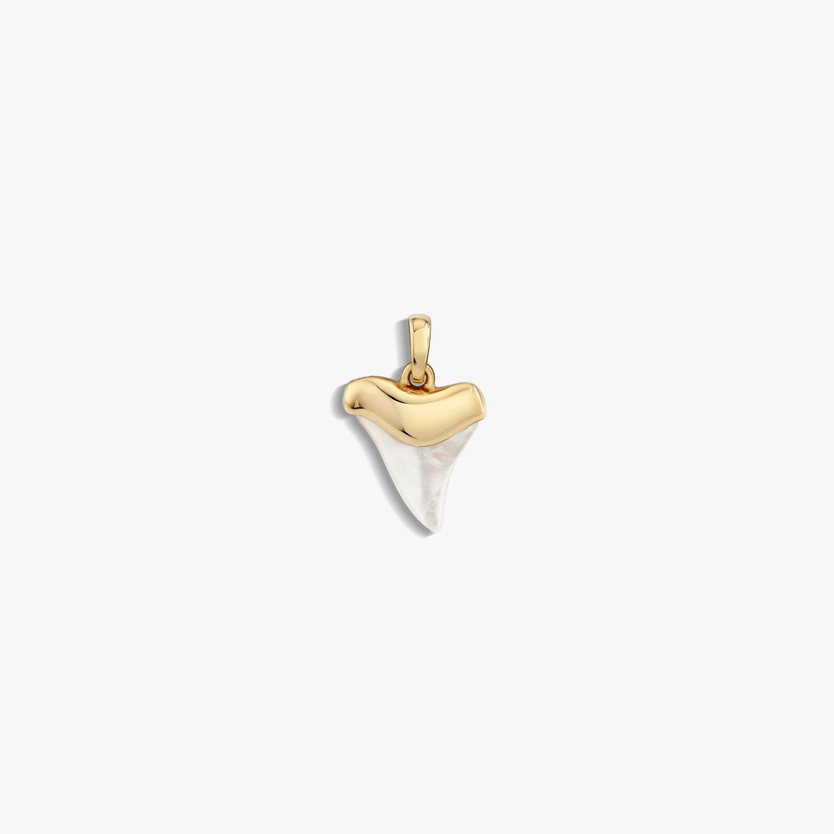 Awe Inspired Pendants 14K Yellow Gold Vermeil / Mother of Pearl Shark Tooth Amulet