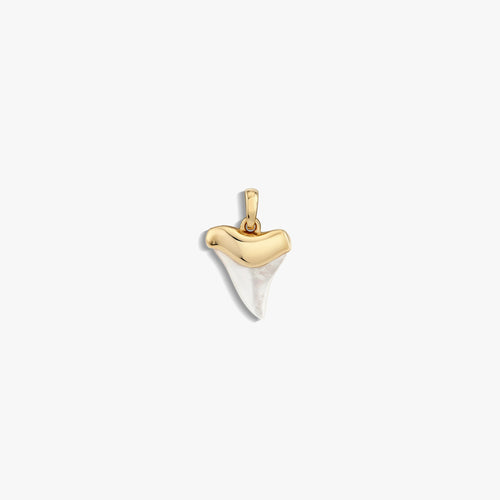 Awe Inspired Pendants 14K Yellow Gold Vermeil / Mother of Pearl Shark Tooth Amulet