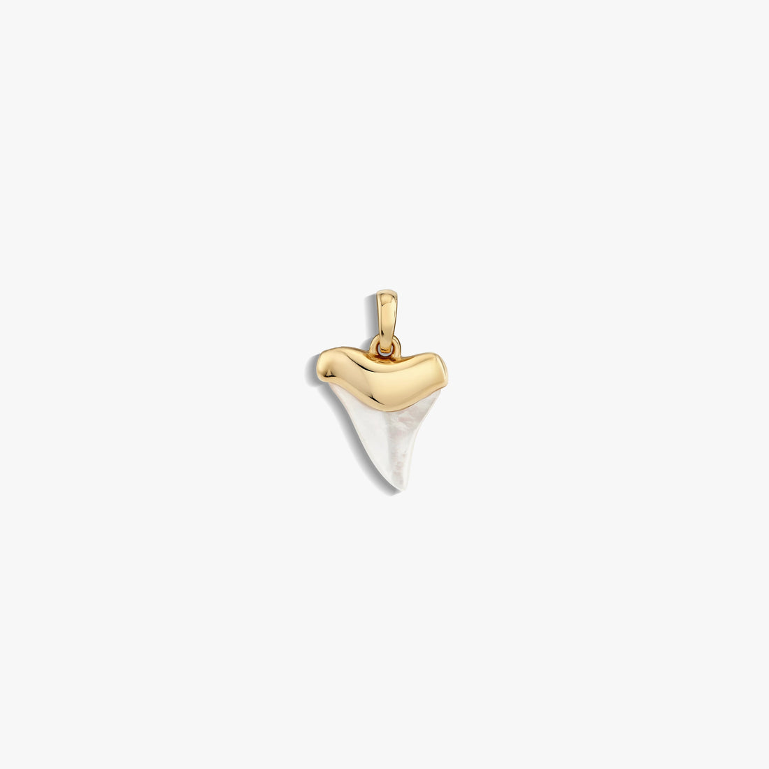 Awe Inspired Pendants 14K Yellow Gold Vermeil / Mother of Pearl Shark Tooth Amulet