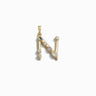 The Gemstone Initial Pendant by Awe Inspired is a stunning gold pendant shaped like the letter "N," adorned with bezel-set opals and diamonds. This piece of personalized jewelry makes for a remarkable initial charm.