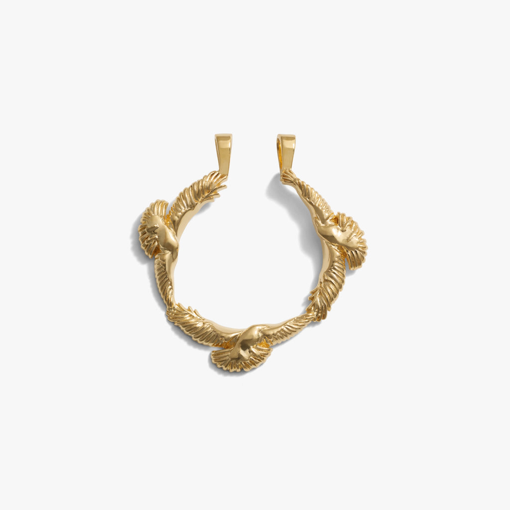 Awe Inspired Pendants 14K Yellow Gold Vermeil Raven Halo