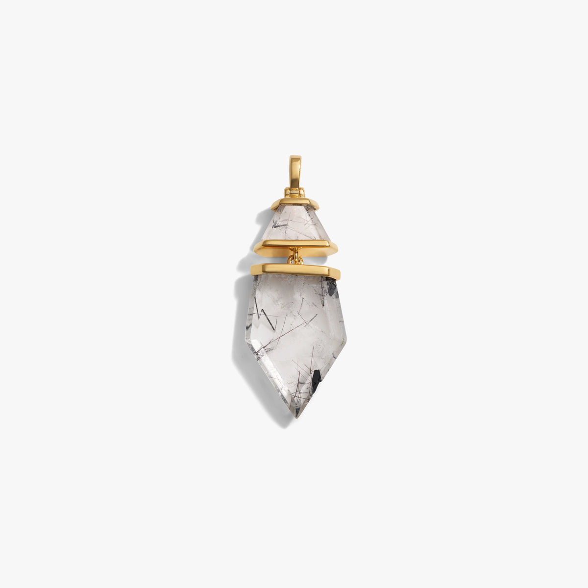 Awe Inspired Pendants 14K Yellow Gold Vermeil / Rutilated Quartz- Black Sorceress Crystal Pendant
