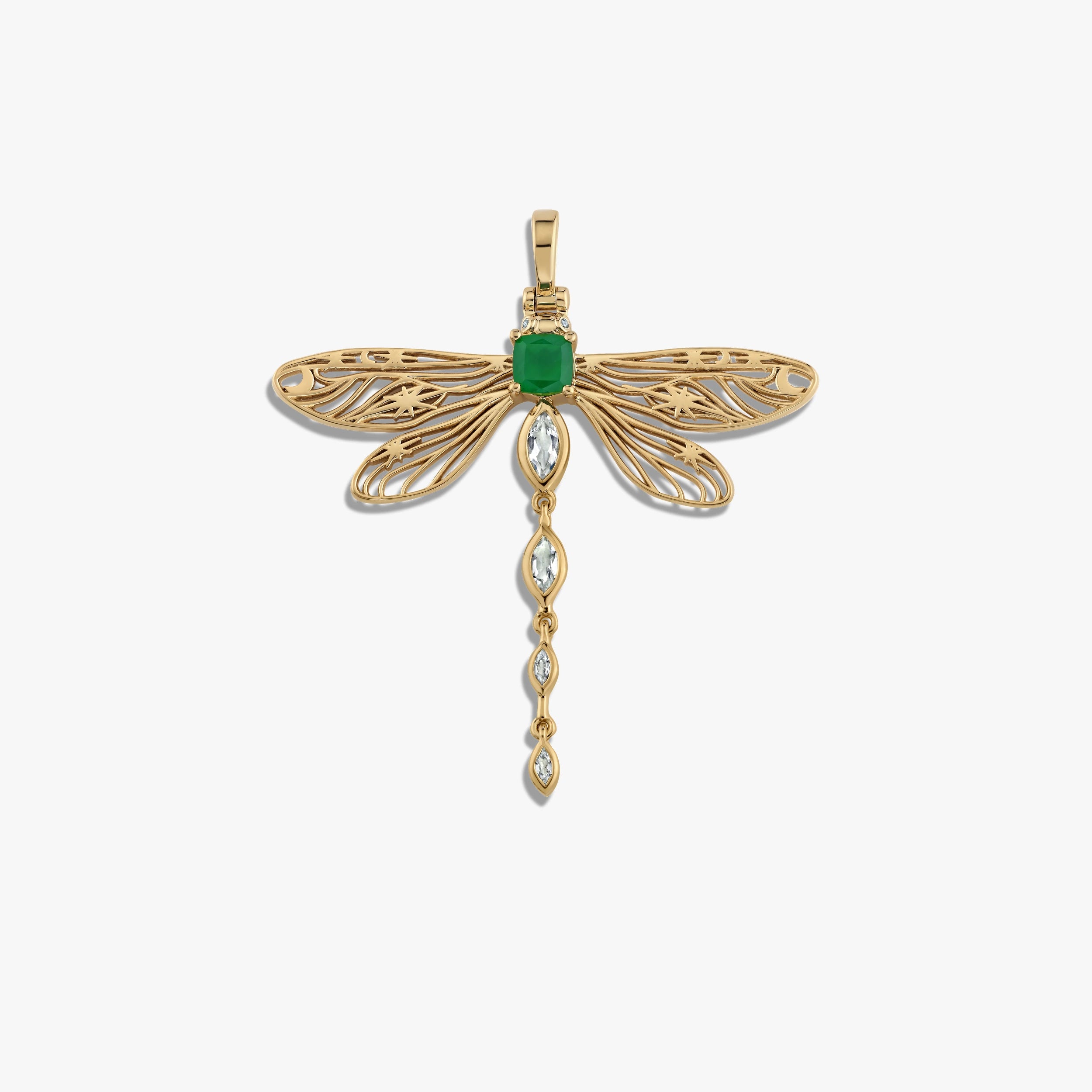 Awe Inspired Pendants 14K Yellow Gold Vermeil Secret Forest Dragonfly Pendant