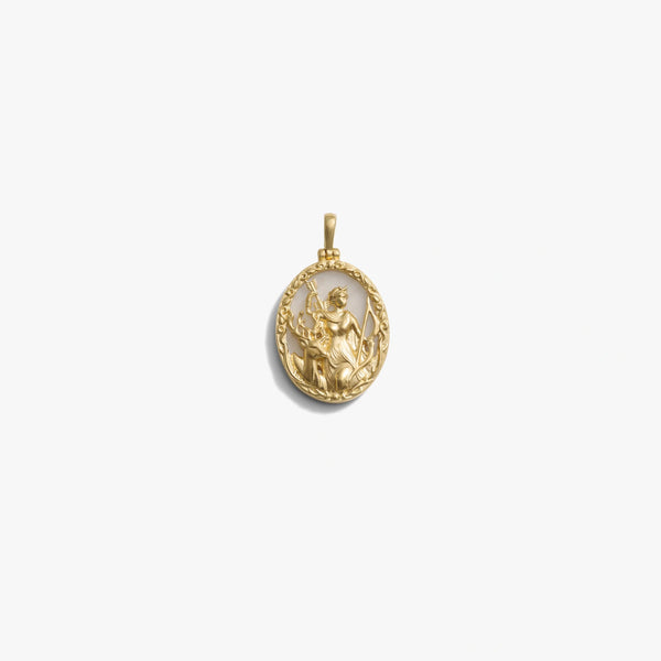 Ancienne Médaille Pendentif Artémis Aréthuse - Bijou Antique Avec Traces D'usure