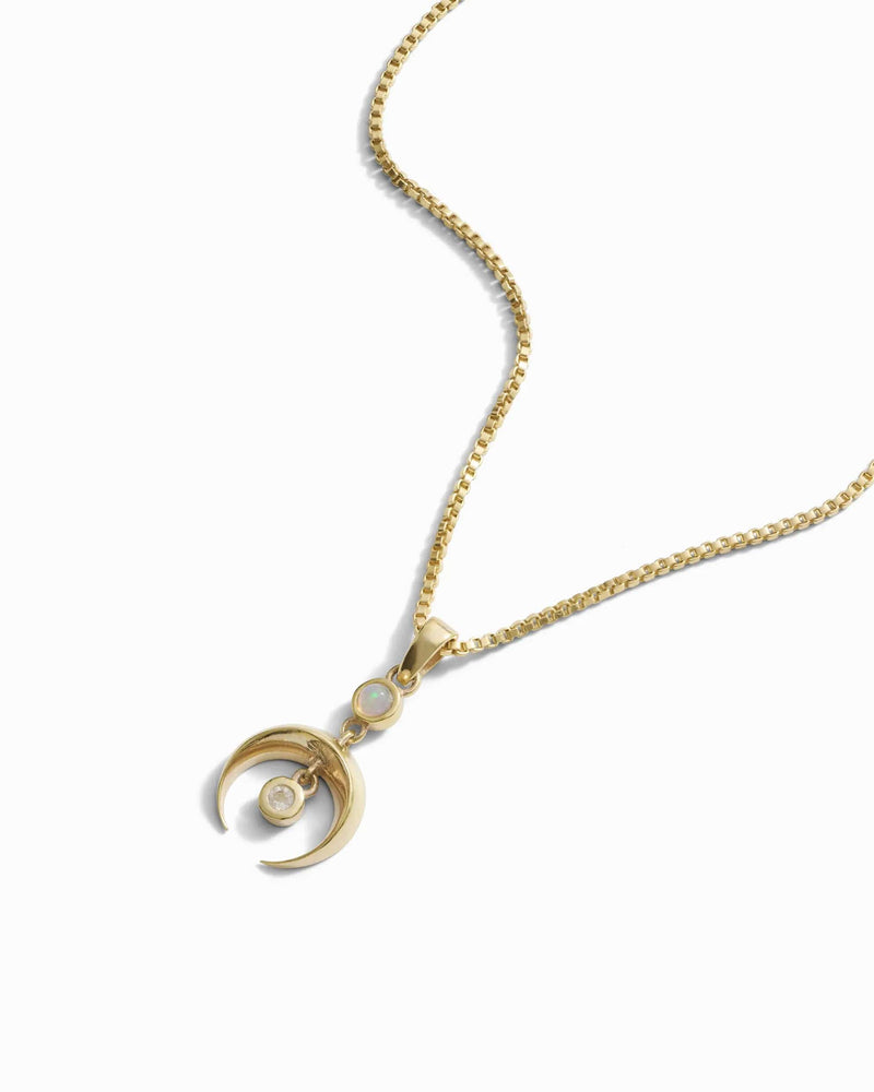 Awe Inspired Pendants 14K Yellow Gold Vermeil / Standard Crescent Spike Opal Amulet