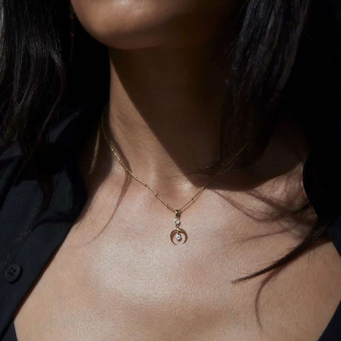 Awe Inspired Pendants 14K Yellow Gold Vermeil / Standard Crescent Spike Opal Amulet