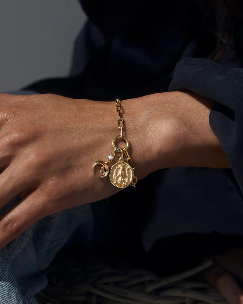 Awe Inspired Pendants 14K Yellow Gold Vermeil / Standard Crescent Spike Opal Amulet