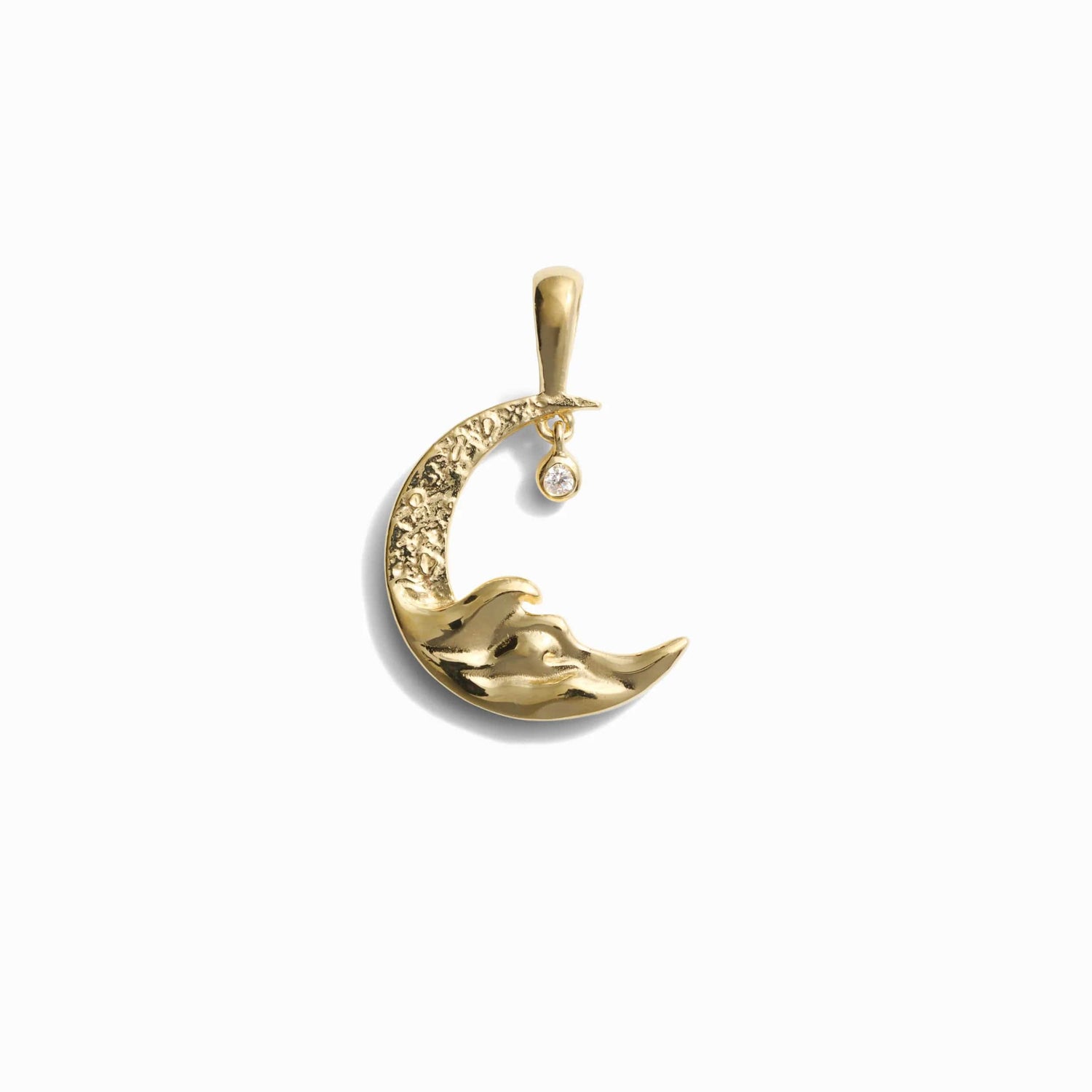 Product image of Awe Inspired Pendants 14K Yellow Gold Vermeil / Standard Diamond Moon Wave Amulet
