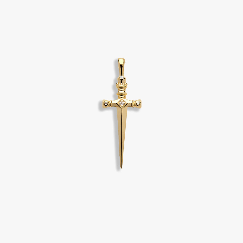 Awe Inspired Pendants 14K Yellow Gold Vermeil / Standard Diamond Sword Amulet