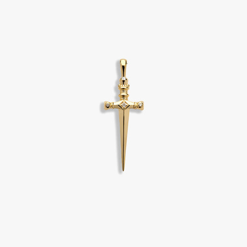 Awe Inspired Pendants 14K Yellow Gold Vermeil / Standard Diamond Sword Amulet