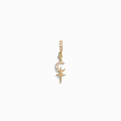 Awe Inspired Pendants 14K Yellow Gold Vermeil / Standard / White Topaz White Topaz Crescent Cross Amulet