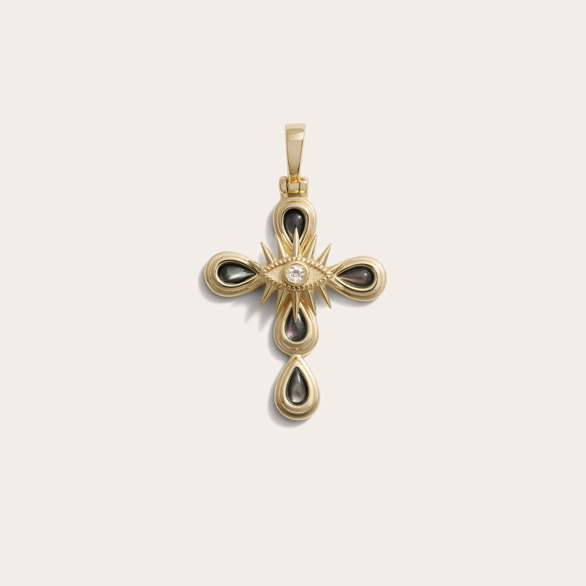 Awe Inspired Pendants 14K Yellow Gold Vermeil Third Eye Cross Amulet