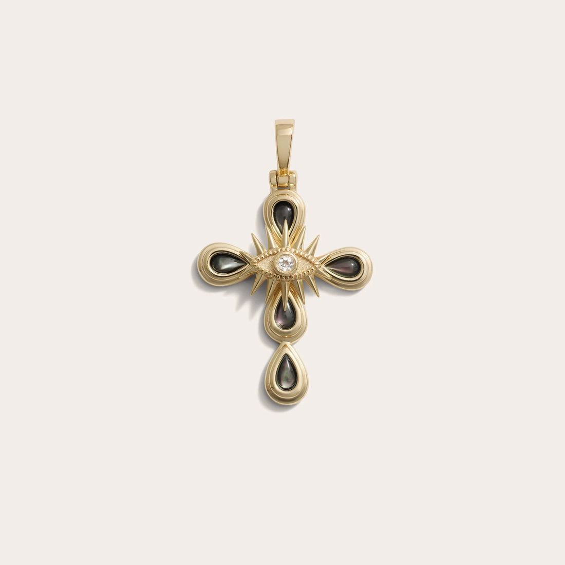 Awe Inspired Pendants 14K Yellow Gold Vermeil Third Eye Cross Amulet