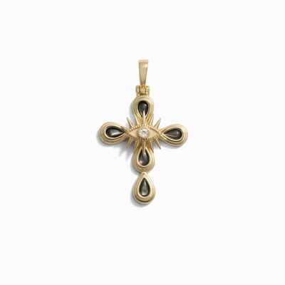 Awe Inspired Pendants 14K Yellow Gold Vermeil Third Eye Cross Amulet