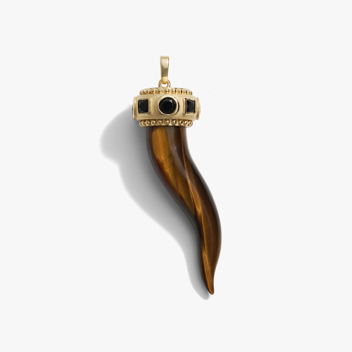 Awe Inspired Pendants 14K Yellow Gold Vermeil Tiger's Eye Horn Pendant