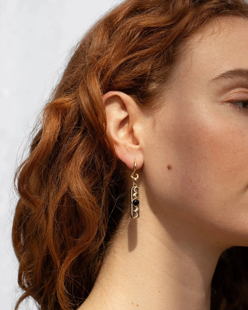 Awe Inspired Pendants 14K Yellow Gold Vermeil Tiger's Eye Moon Phase Amulet