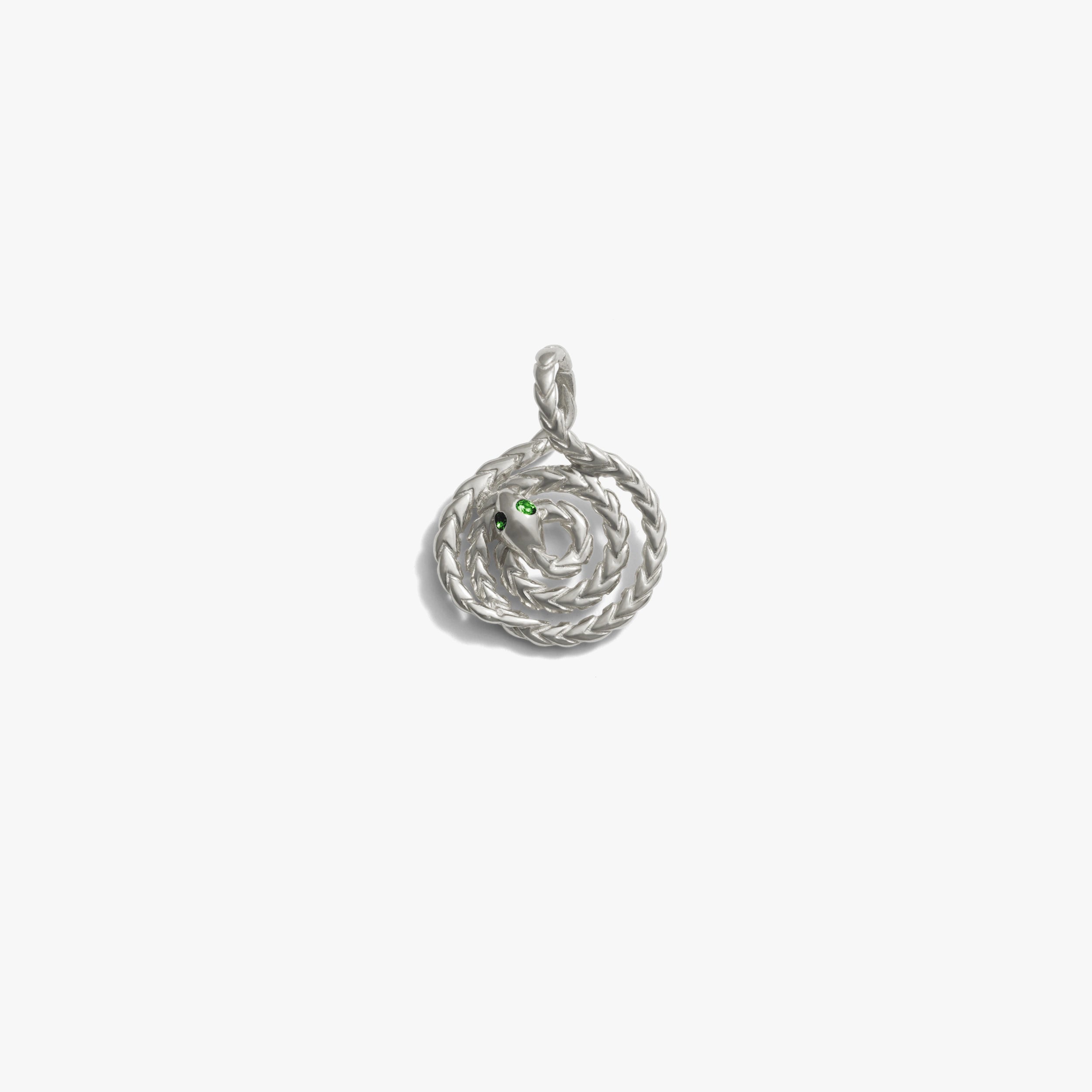Awe Inspired Pendants 925 Sterling Silver Mini Sapphire Spiral Snake Coin