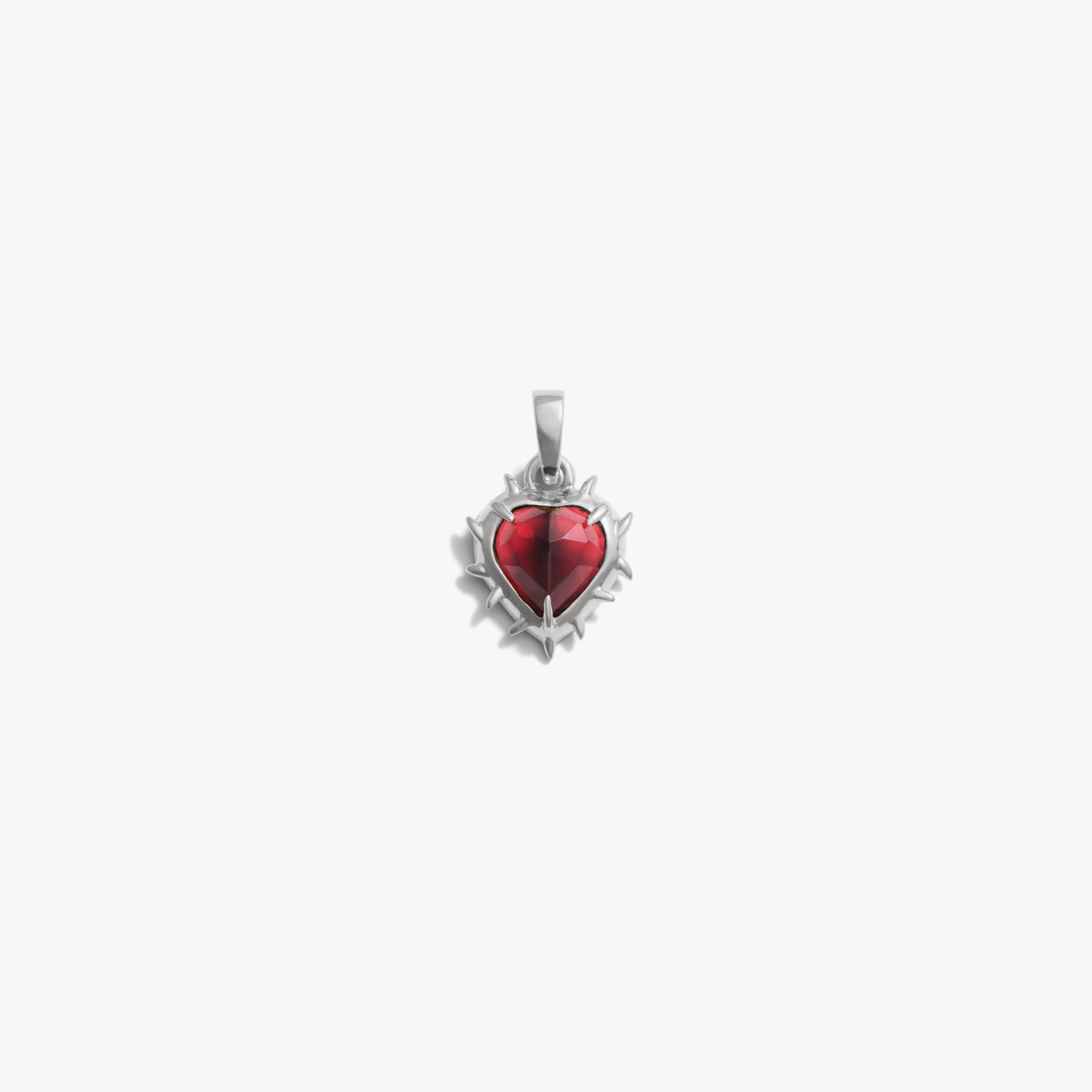 Awe Inspired Pendants 925 Sterling Silver / Red Garnet Heart of Thorns Amulet