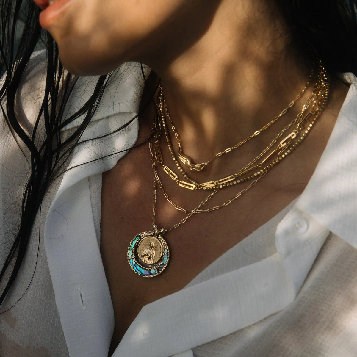 Awe Inspired Pendants Abalone Goddess Halo