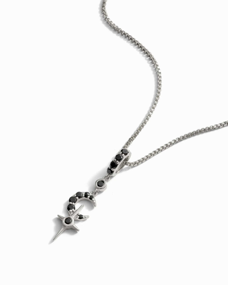 Awe Inspired Pendants Black Spinel Crescent Cross Amulet