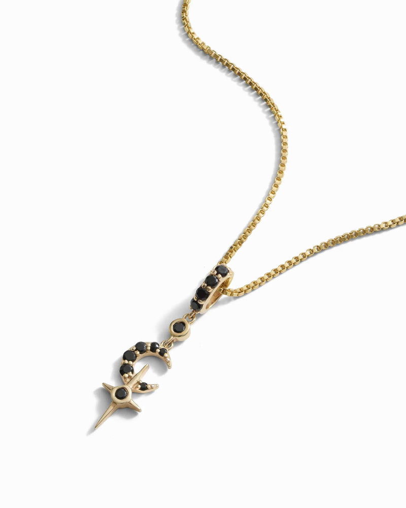 Awe Inspired Pendants Black Spinel Crescent Cross Amulet