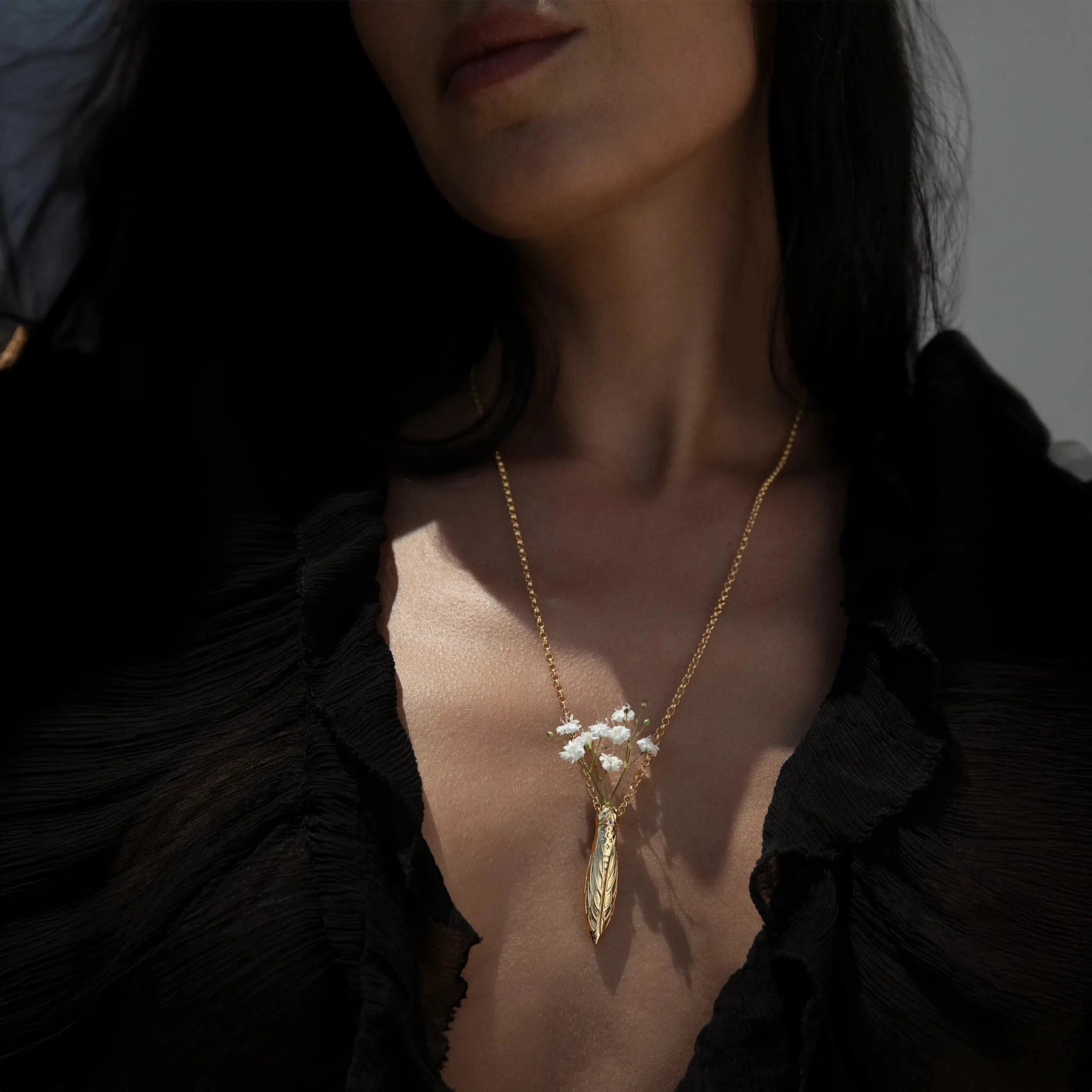 Awe Inspired Pendants Cicada Flower Vessel Necklace