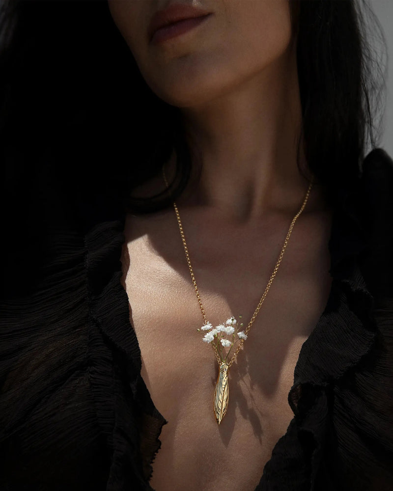Awe Inspired Pendants Cicada Flower Vessel Necklace
