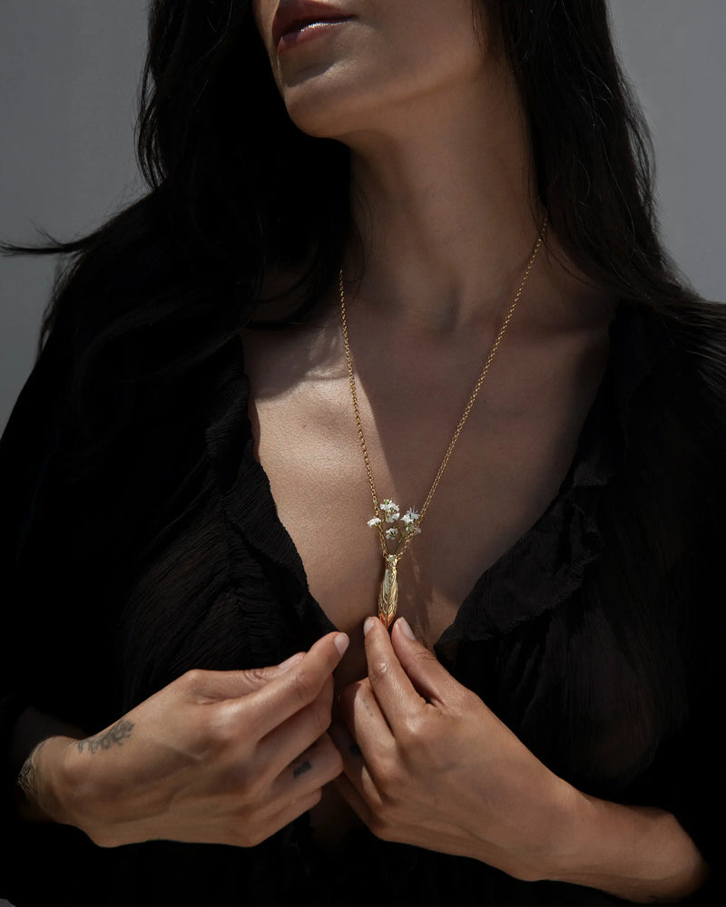 Awe Inspired Pendants Cicada Flower Vessel Necklace