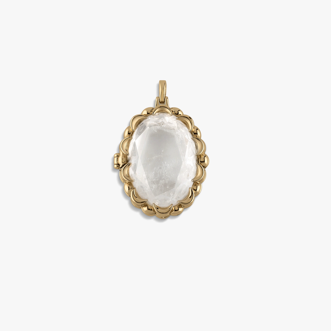 Awe Inspired Pendants Clear Quartz / 14K Yellow Gold Vermeil Oracle Locket