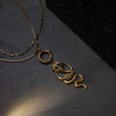 Awe Inspired Pendants Crescent Snake Eye Amulet