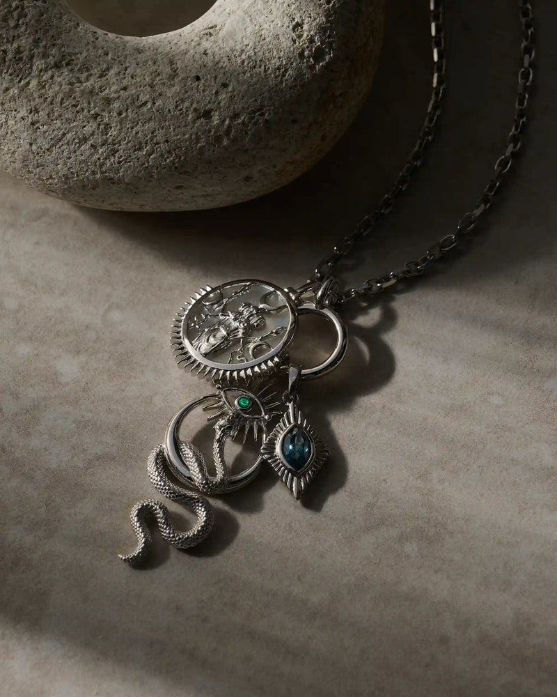 Awe Inspired Pendants Crescent Snake Eye Amulet