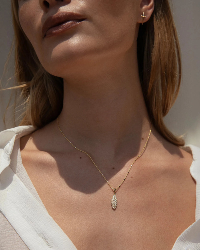 Awe Inspired Pendants Diamond Feather Amulet