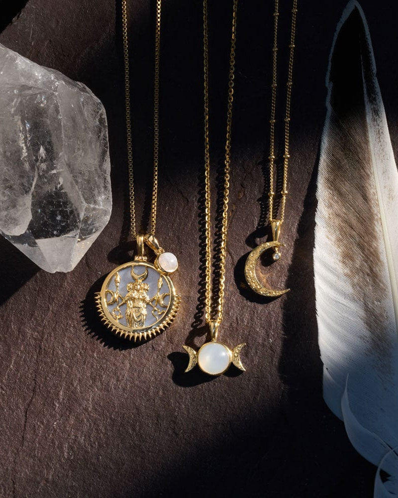 Awe Inspired Pendants Diamond Moon Amulet