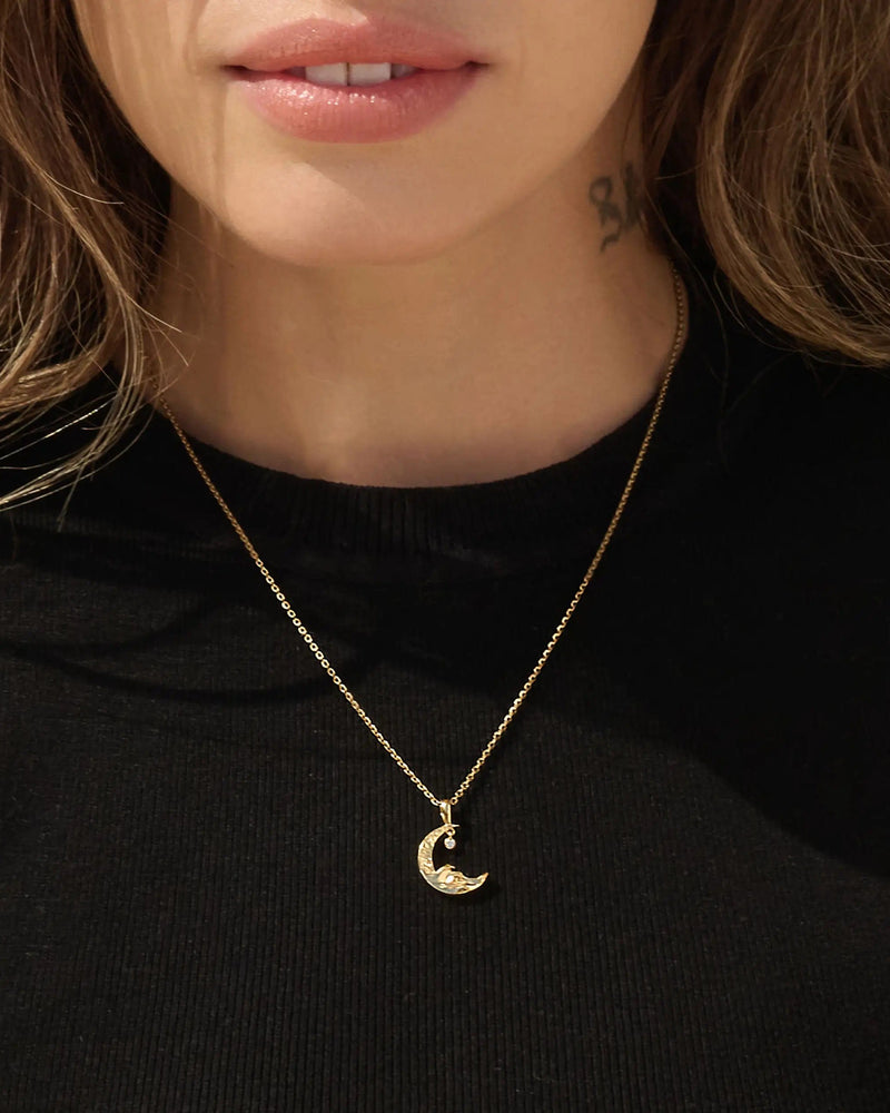 Awe Inspired Pendants Diamond Moon Wave Amulet