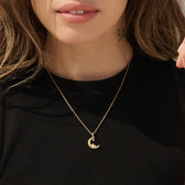 Awe Inspired Pendants Diamond Moon Wave Amulet