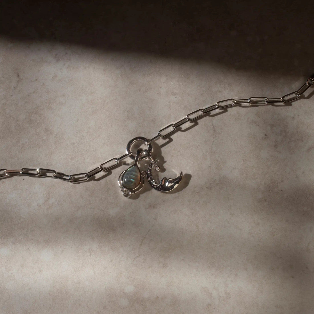 Awe Inspired Pendants Diamond Moon Wave Amulet