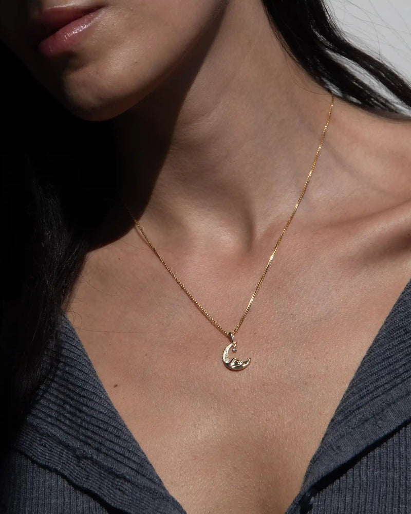 Awe Inspired Pendants Diamond Moon Wave Amulet